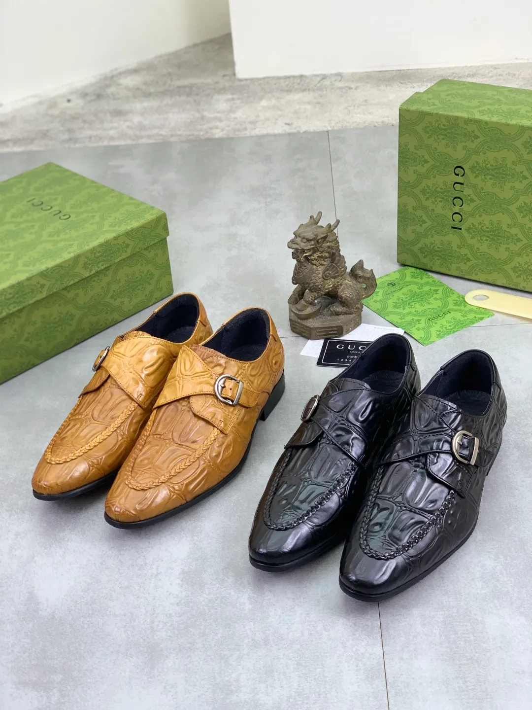 Men's Men's Shoes 💰P500 [New Style] 💰💎💎💎 [Gucci] GUCCI high-end men's formal business leather shoes, original order 1:1! Original imported high-end calfskin, original metal buckle, imported first-layer pigskin lining for feet, original high-end outsole, men's shoe size: 38-44